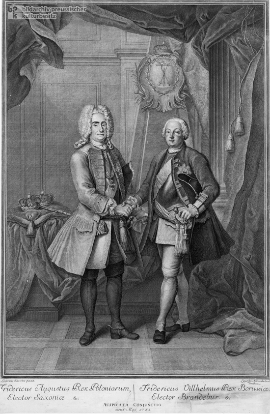 August II ("the Strong") of Poland with Frederick William I ("the Soldier King") in 1728 (c. 1730) 