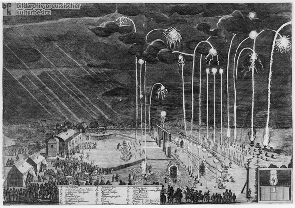 Fireworks in Nuremberg in Celebration of the Agreement on the Implementation of the Treaty of Westphalia (1650)