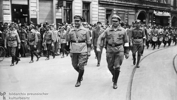 Ernst Thälmann and Willy Leow at the Head of a Red Front Fighters' League Demonstration in Berlin (June 1927)