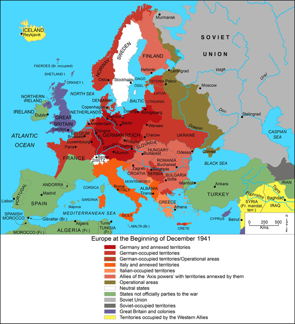 Map Of Europe 1941