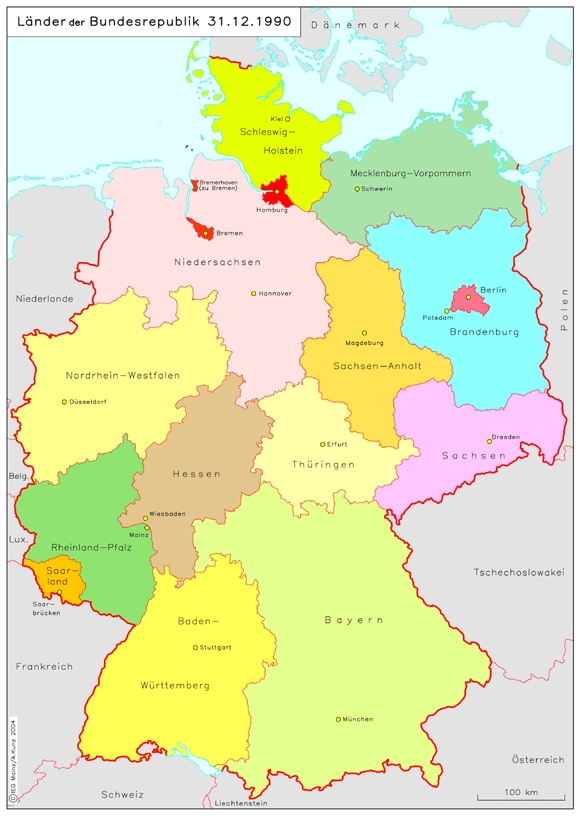 Länder der Bundesrepublik Deutschland (31. Dezember 1990)