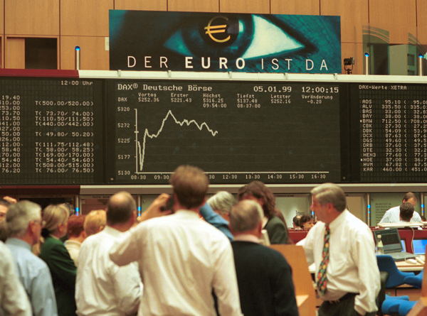 Frankfurt Stock Exchange Market after the Euro was Introduced as Deposit Currency (January 5, 1999)