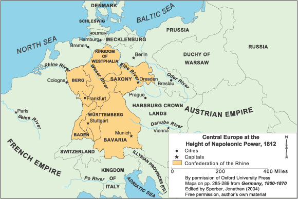 Central Europe at the Height of Napoleonic Power (1812)