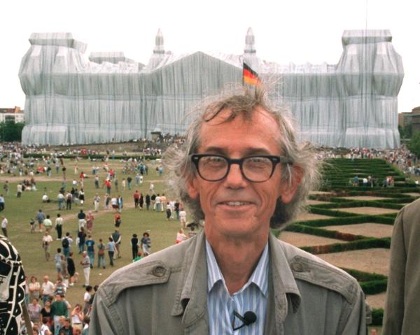 Artist Christo in Front of the Wrapped Reichstag (June 25, 1995)
