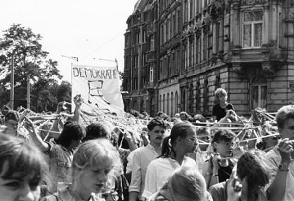 Proteste auf dem Kirchentag in Leipzig (9. Juli 1989)