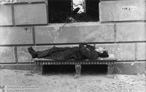Homeless Man on a Stone Bench (1946)