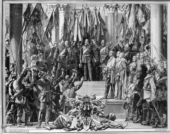 Anton von Werner, <i>The Proclamation of the German Empire (January 18, 1871)</i> – Woodcut Version (1880) 