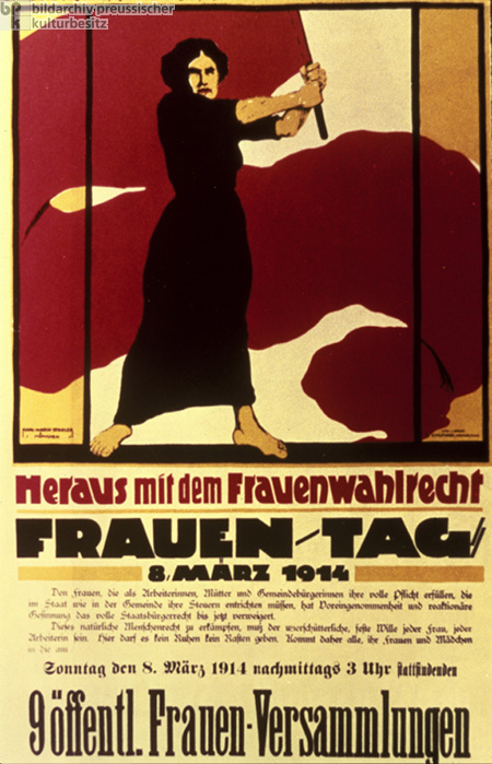 DIN A2 Poster Frauentag 1914 Heraus mit dem Frauenwahlrecht Plakat Feminismus 
