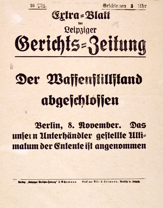 Supplement to the <i>Leipzig Court Journal</i>: "Armistice Accepted" (8. November 1918)