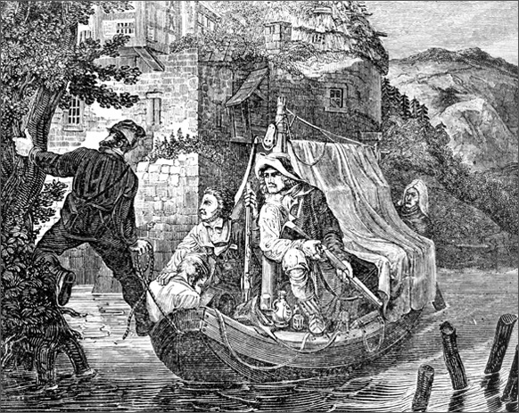 Smugglers Disembarking at a River Bank (1830)