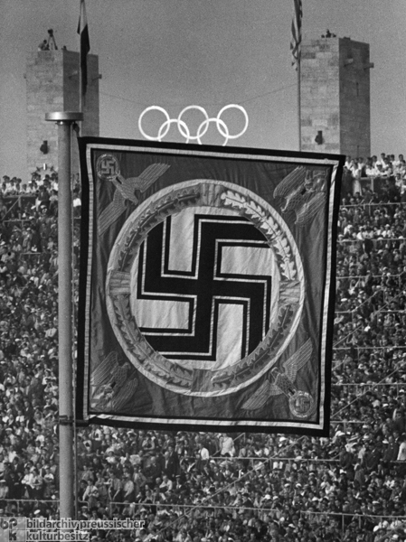 Führer Pennant in the Berlin Olympic Stadium during the Olympic Games (1936)