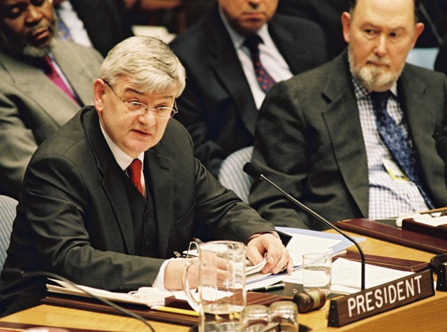 Joschka Fischer as Acting Chairman of the U.N. Security Council (February 5, 2003)