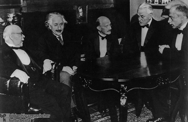 Nobel Prize Winners Walther Nernst, Albert Einstein, Max Planck, Robert Millikan, and Max von Laue in Berlin (November 1, 1931)