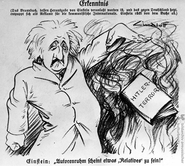 “Albert Einstein: Authorial Fame Seems to be Relative!” Caricature of Einstein’s Political Activity, <i>Kladderadatsch</i>, No. 39 (September 1933)