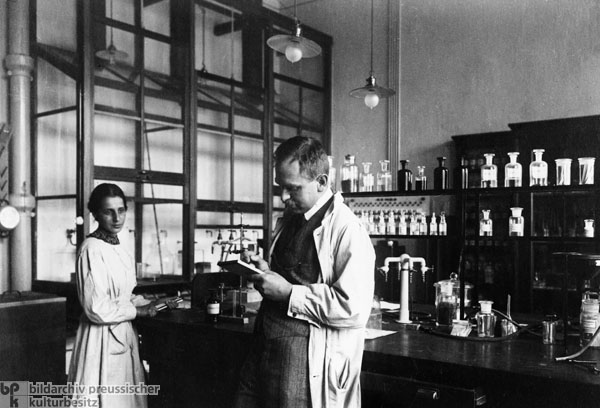 Lise Meitner and Otto Hahn at the Kaiser Wilhelm Institute for Chemistry in  Berlin (1928)